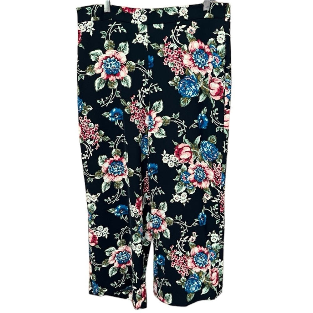 NWT Brooks Brothers Red Fleece Wide Leg Black Floral Print Designer Pants